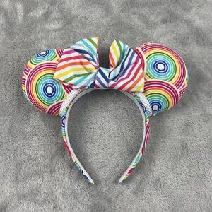 Disney Minnie Mouse Ears Rainbow Colored Custom Fit Adult Size